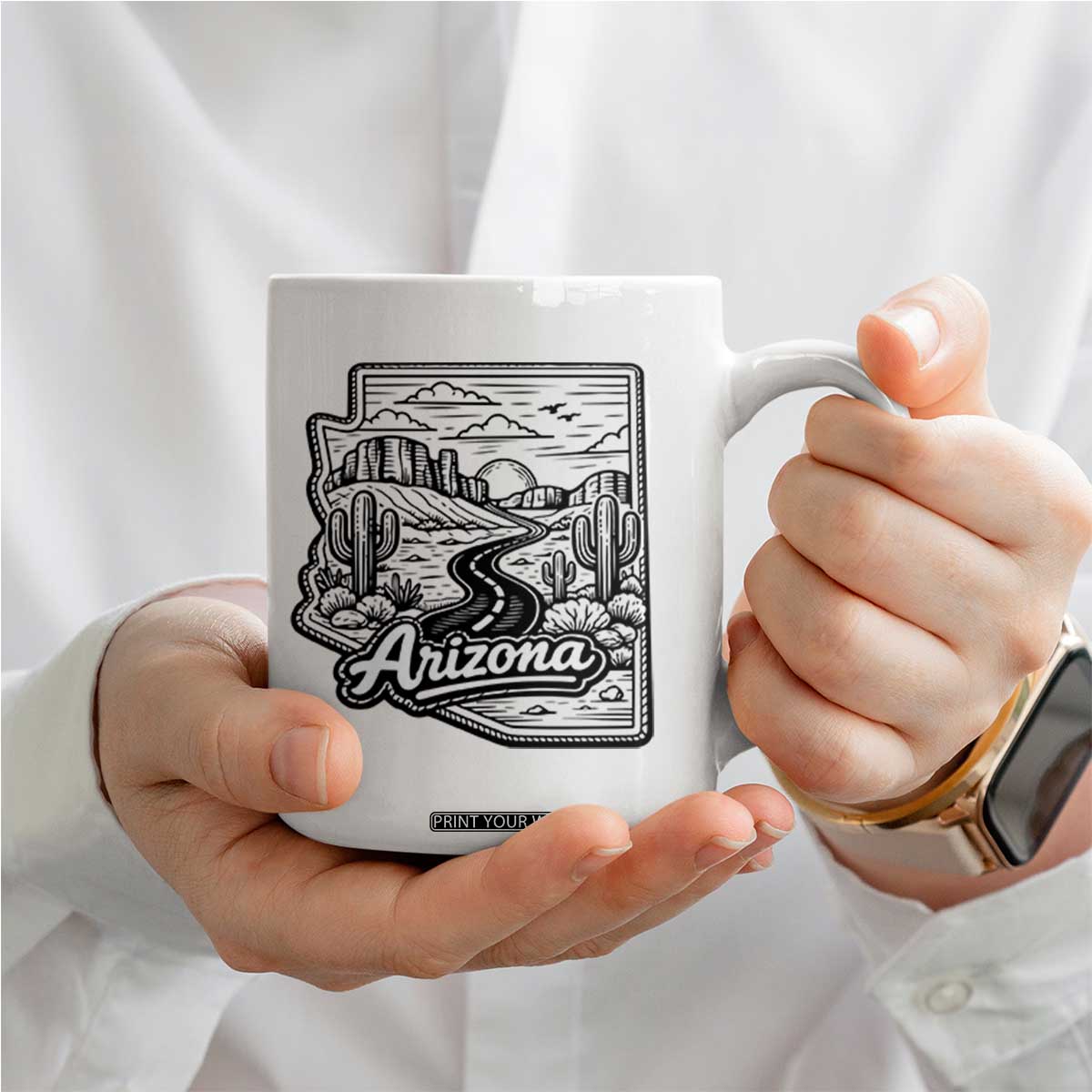 Vintage Arizona Pride Coffee Mug Cactus Desert Western Landscape TS12 Print Your Wear
