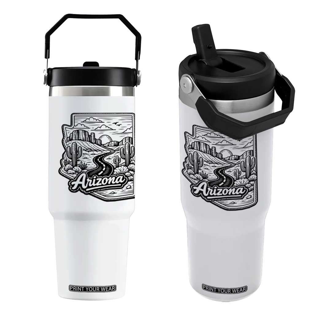 Vintage Arizona Pride Flip Straw Tumbler Cactus Desert Western Landscape TS12 One Size: 30 oz White Print Your Wear