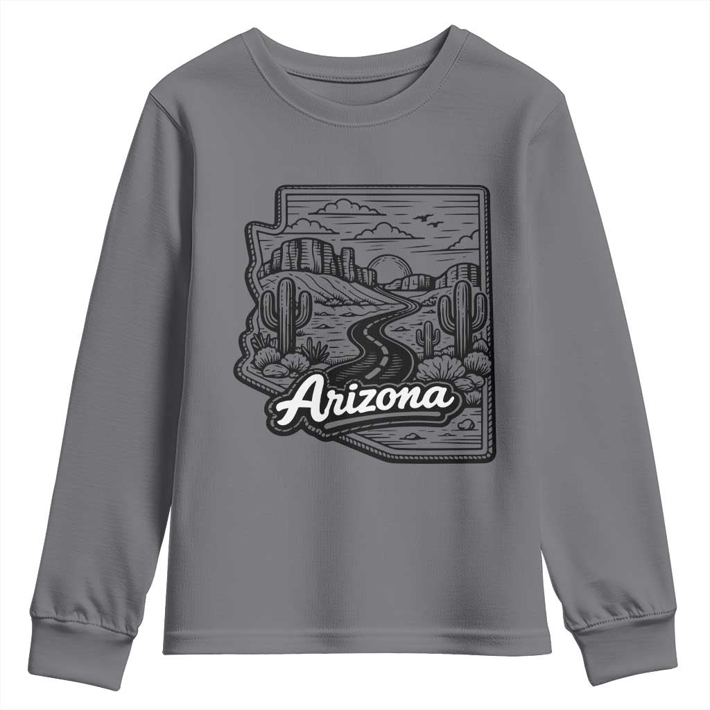 Vintage Arizona Pride Youth Sweatshirt Cactus Desert Western Landscape TS12 Charcoal Print Your Wear