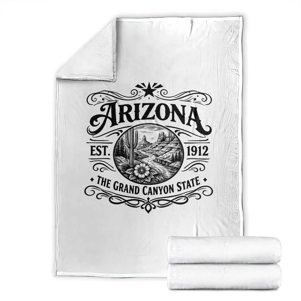 Arizona Desert Wanderlust Throw Blanket Vintage Grand Canyon State Est 1912 TS12 White Print Your Wear