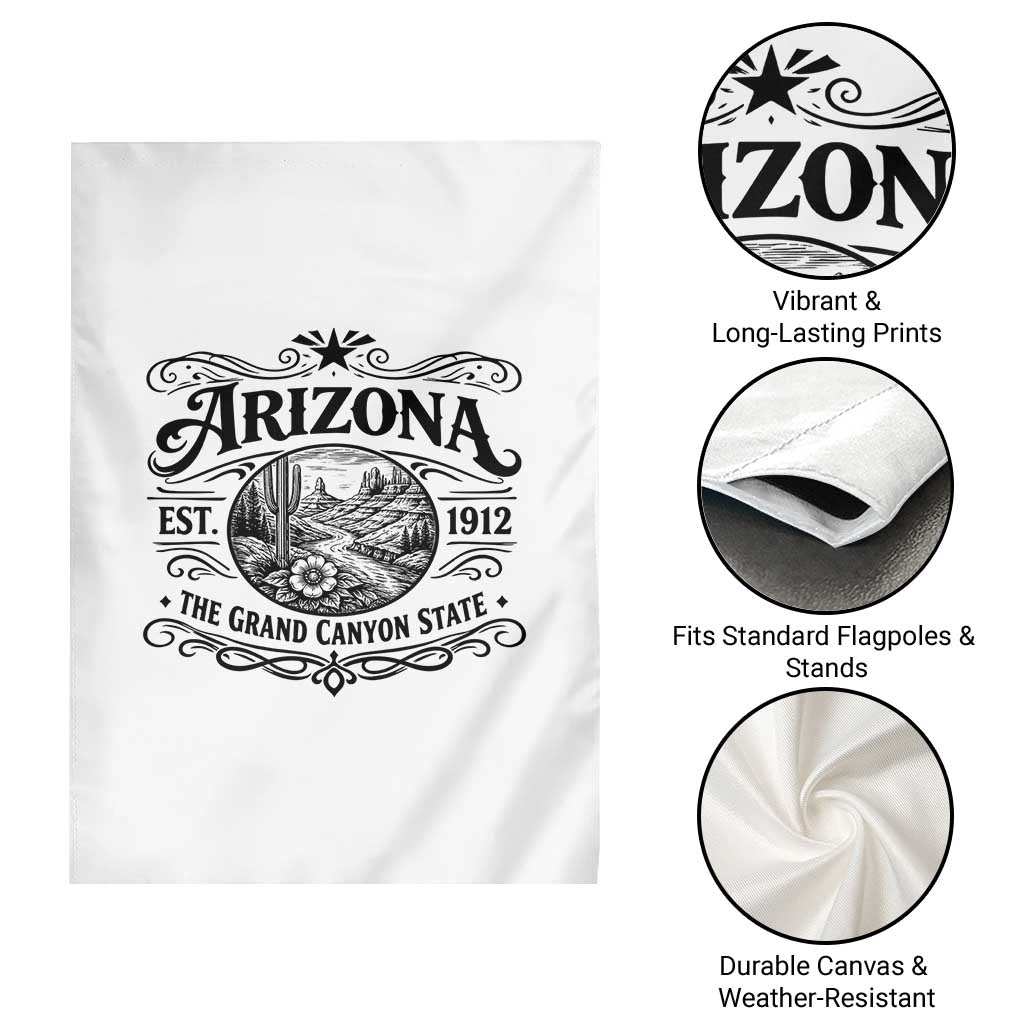 Arizona Desert Wanderlust Garden Flag Vintage Grand Canyon State Est 1912 TS12 Print Your Wear