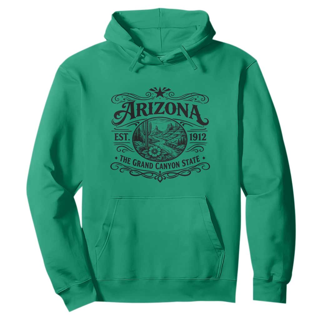 Arizona Desert Wanderlust Hoodie Vintage Grand Canyon State Est 1912 TS12 Irish Green Print Your Wear