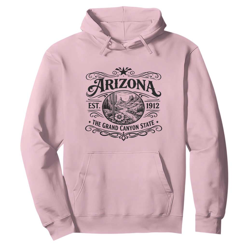 Arizona Desert Wanderlust Hoodie Vintage Grand Canyon State Est 1912 TS12 Light Pink Print Your Wear