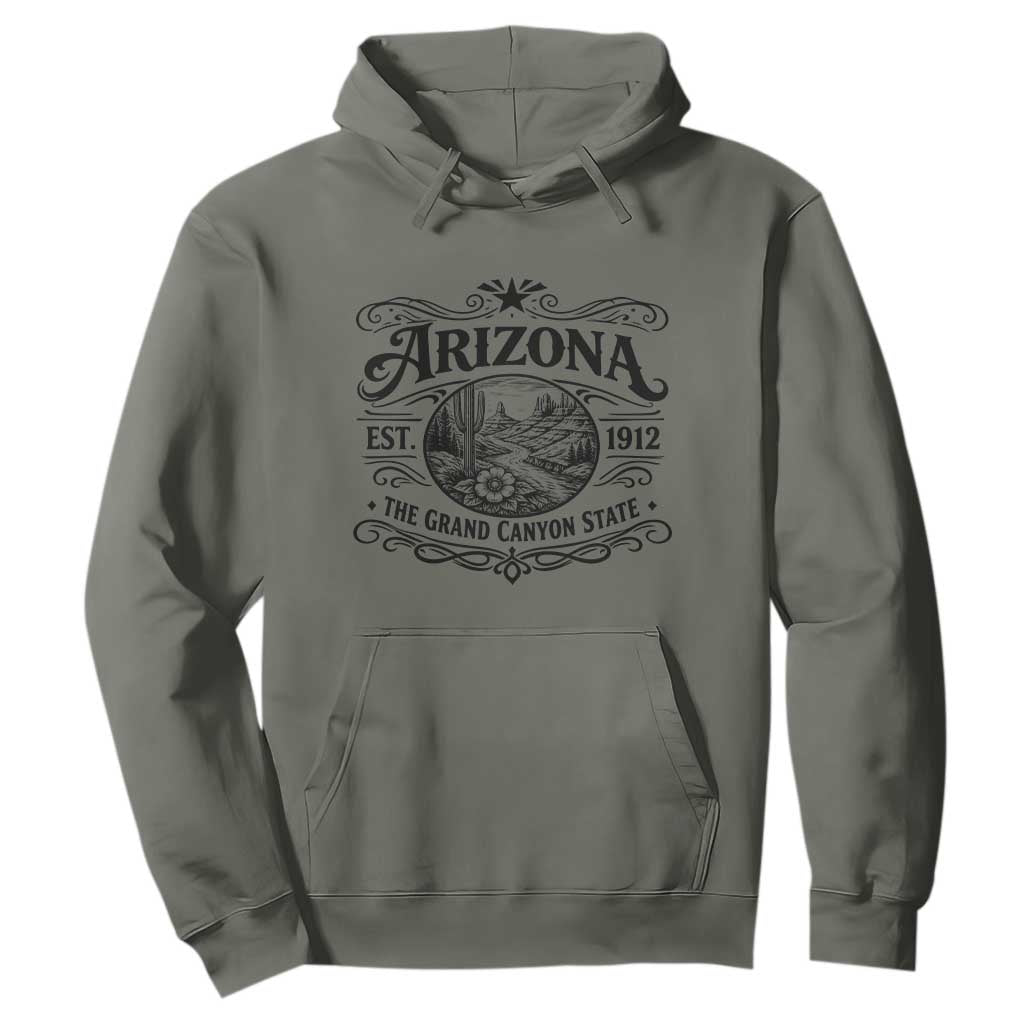 Arizona Desert Wanderlust Hoodie Vintage Grand Canyon State Est 1912 TS12 Military Green Print Your Wear