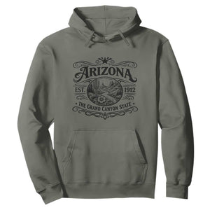 Arizona Desert Wanderlust Hoodie Vintage Grand Canyon State Est 1912 TS12 Military Green Print Your Wear