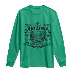 Arizona Desert Wanderlust Long Sleeve Shirt Vintage Grand Canyon State Est 1912 TS12 Irish Green Print Your Wear
