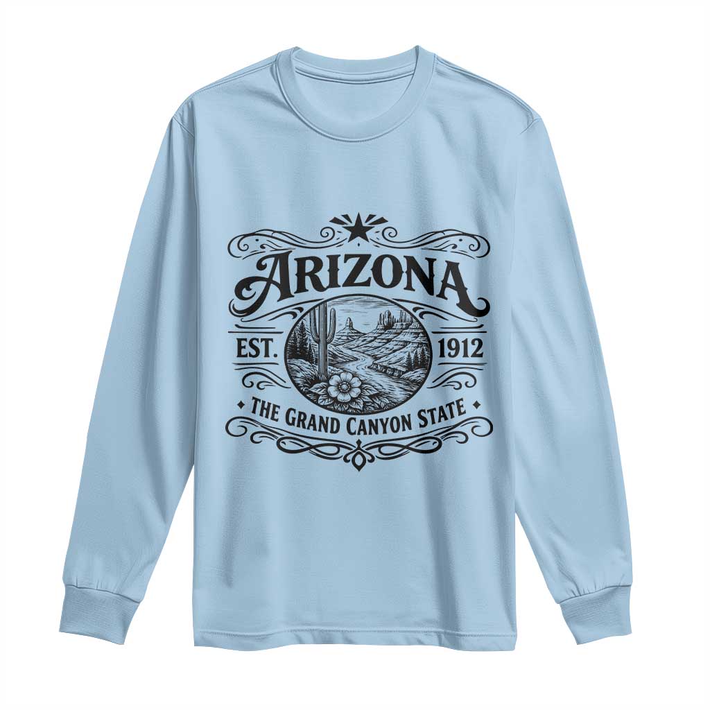 Arizona Desert Wanderlust Long Sleeve Shirt Vintage Grand Canyon State Est 1912 TS12 Light Blue Print Your Wear