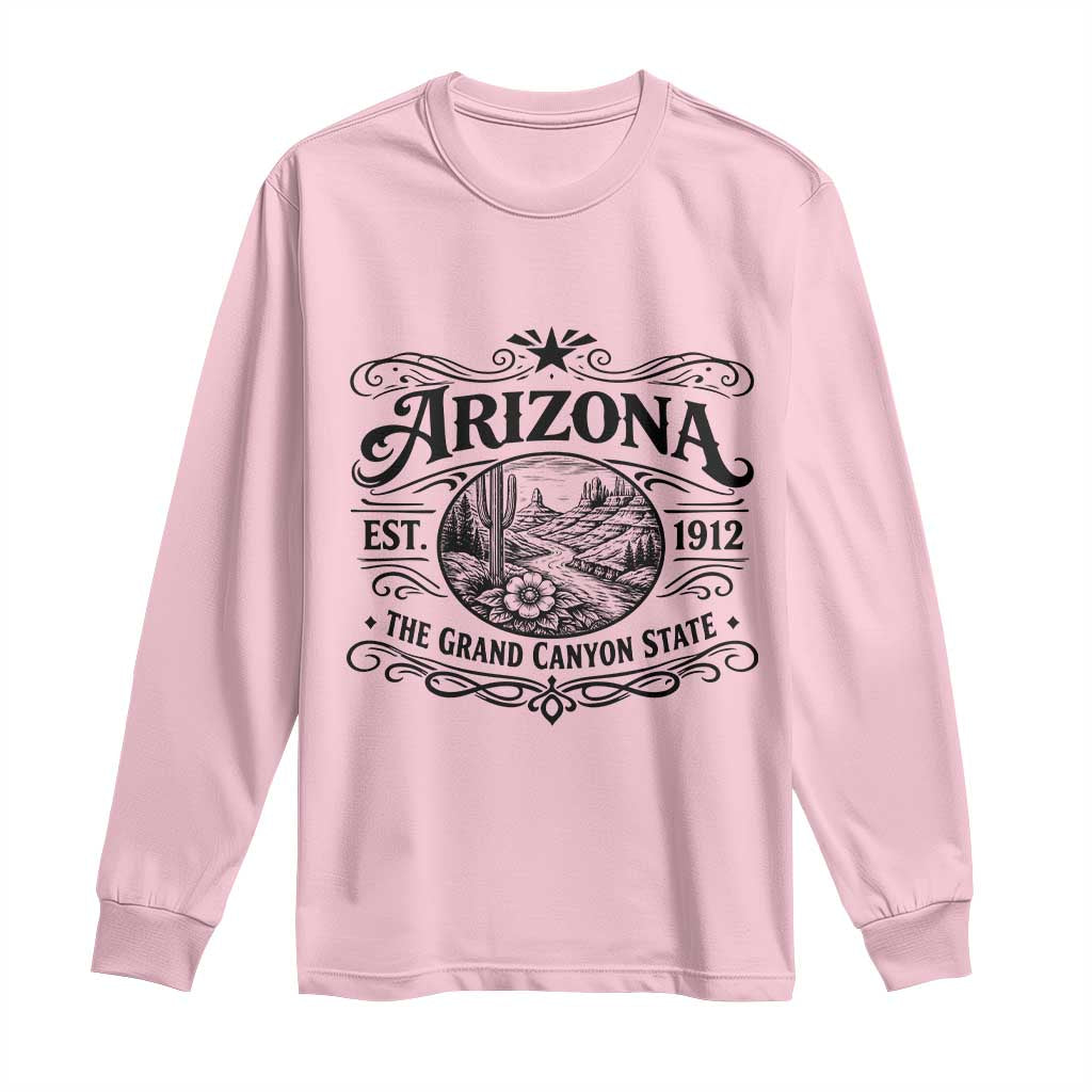 Arizona Desert Wanderlust Long Sleeve Shirt Vintage Grand Canyon State Est 1912 TS12 Light Pink Print Your Wear