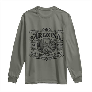 Arizona Desert Wanderlust Long Sleeve Shirt Vintage Grand Canyon State Est 1912 TS12 Military Green Print Your Wear