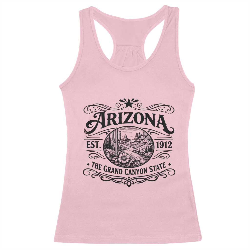 Arizona Desert Wanderlust Racerback Tank Top Vintage Grand Canyon State Est 1912 TS12 Light Pink Print Your Wear