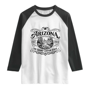 Arizona Desert Wanderlust Raglan Shirt Vintage Grand Canyon State Est 1912 TS12 White Black Print Your Wear