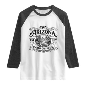 Arizona Desert Wanderlust Raglan Shirt Vintage Grand Canyon State Est 1912 TS12 White Heather Charcoal Print Your Wear