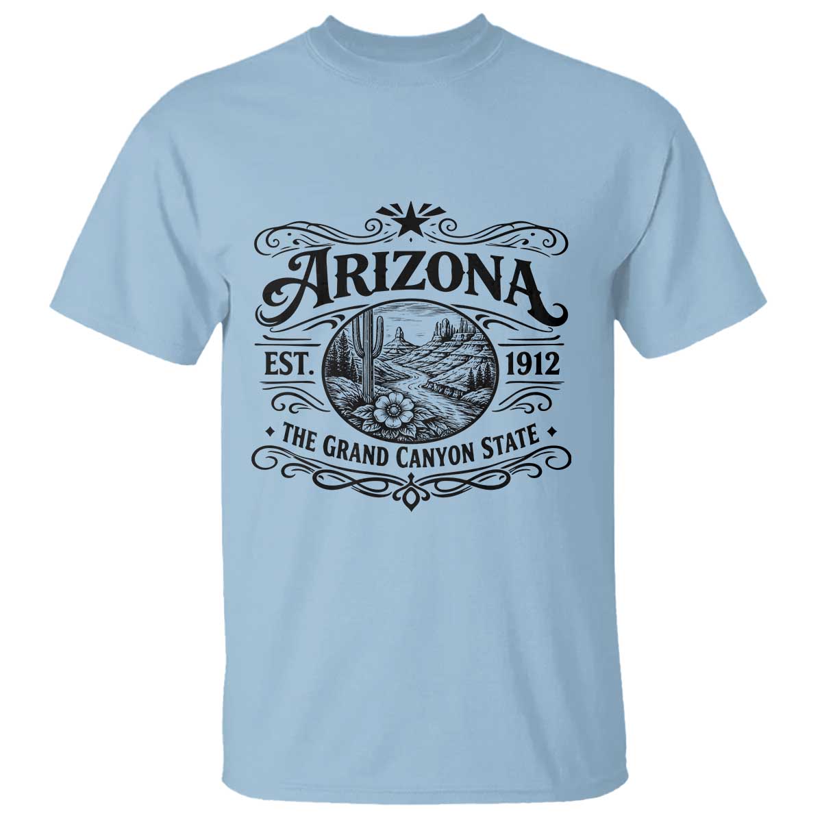 Arizona Desert Wanderlust T Shirt Vintage Grand Canyon State Est 1912 TS12 Light Blue Print Your Wear