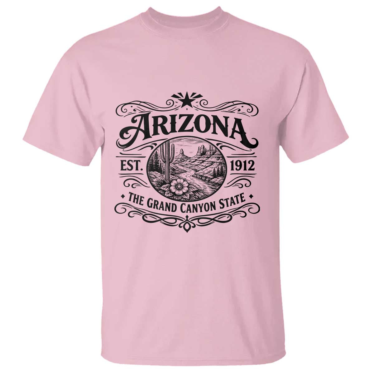 Arizona Desert Wanderlust T Shirt Vintage Grand Canyon State Est 1912 TS12 Light Pink Print Your Wear