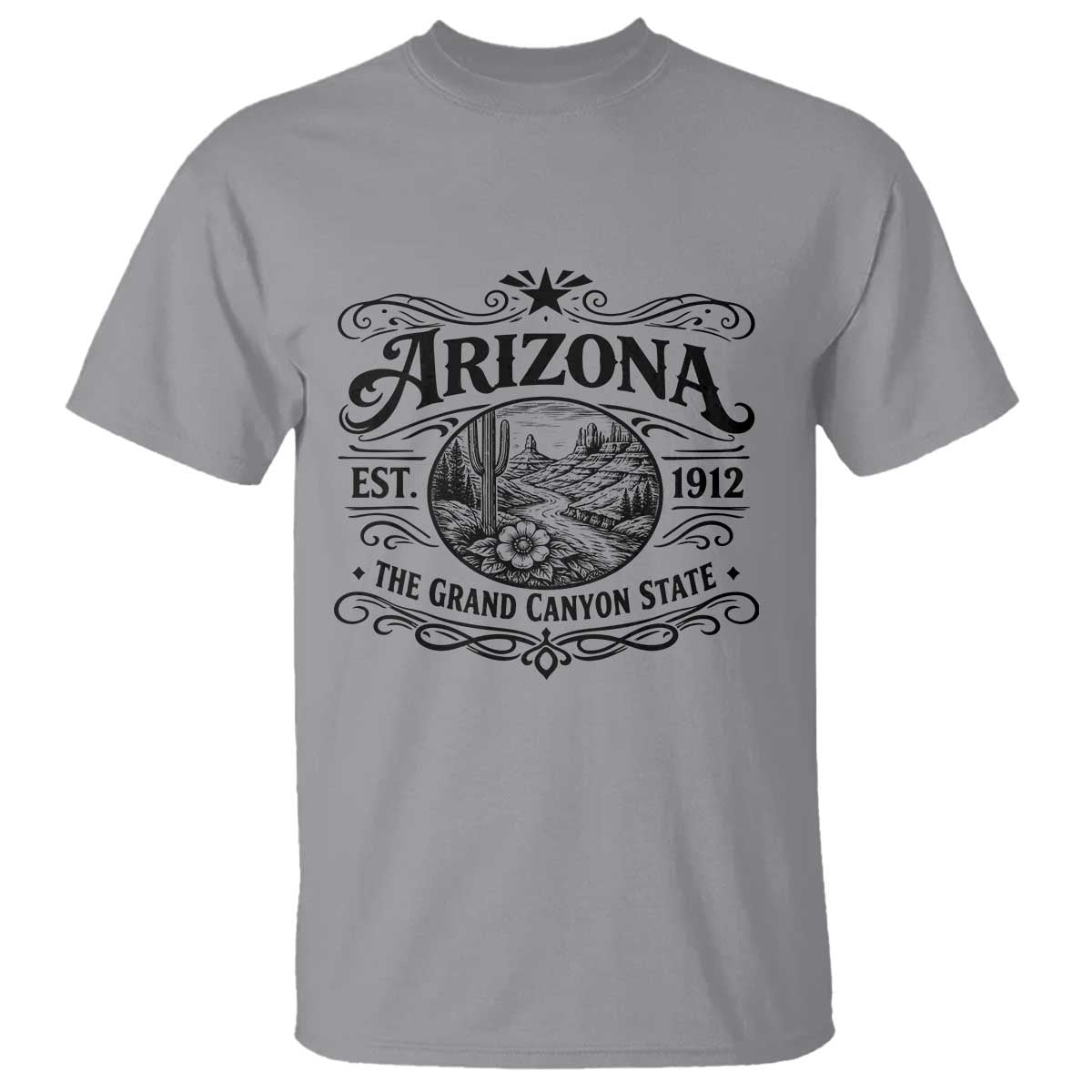 Arizona Desert Wanderlust T Shirt Vintage Grand Canyon State Est 1912 TS12 Sport Gray Print Your Wear