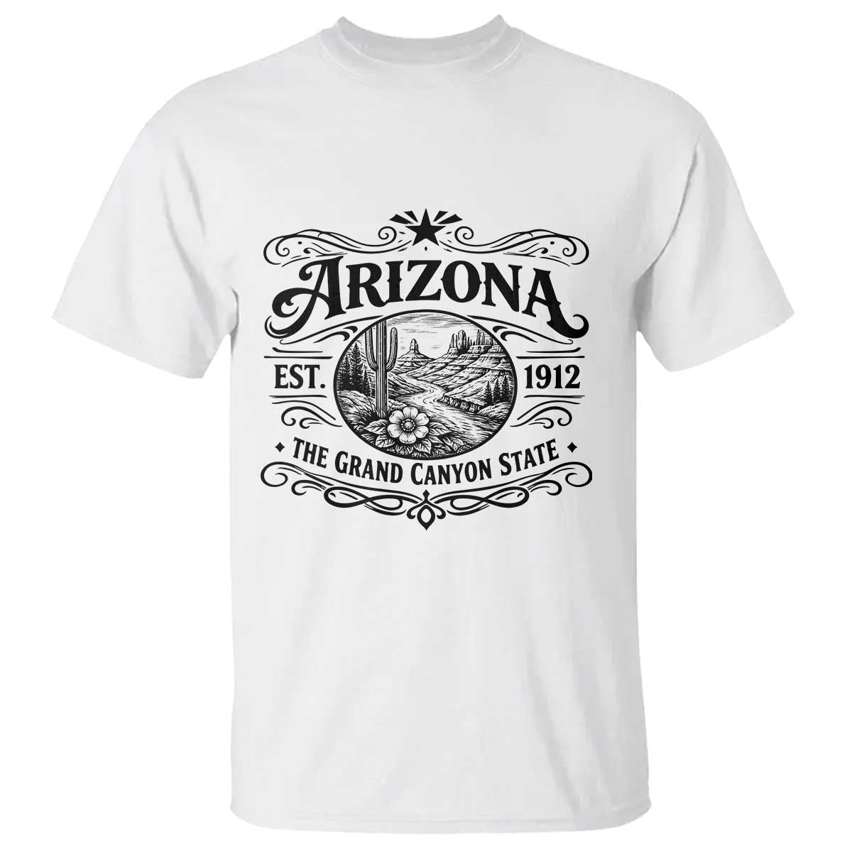Arizona Desert Wanderlust T Shirt Vintage Grand Canyon State Est 1912 TS12 White Print Your Wear