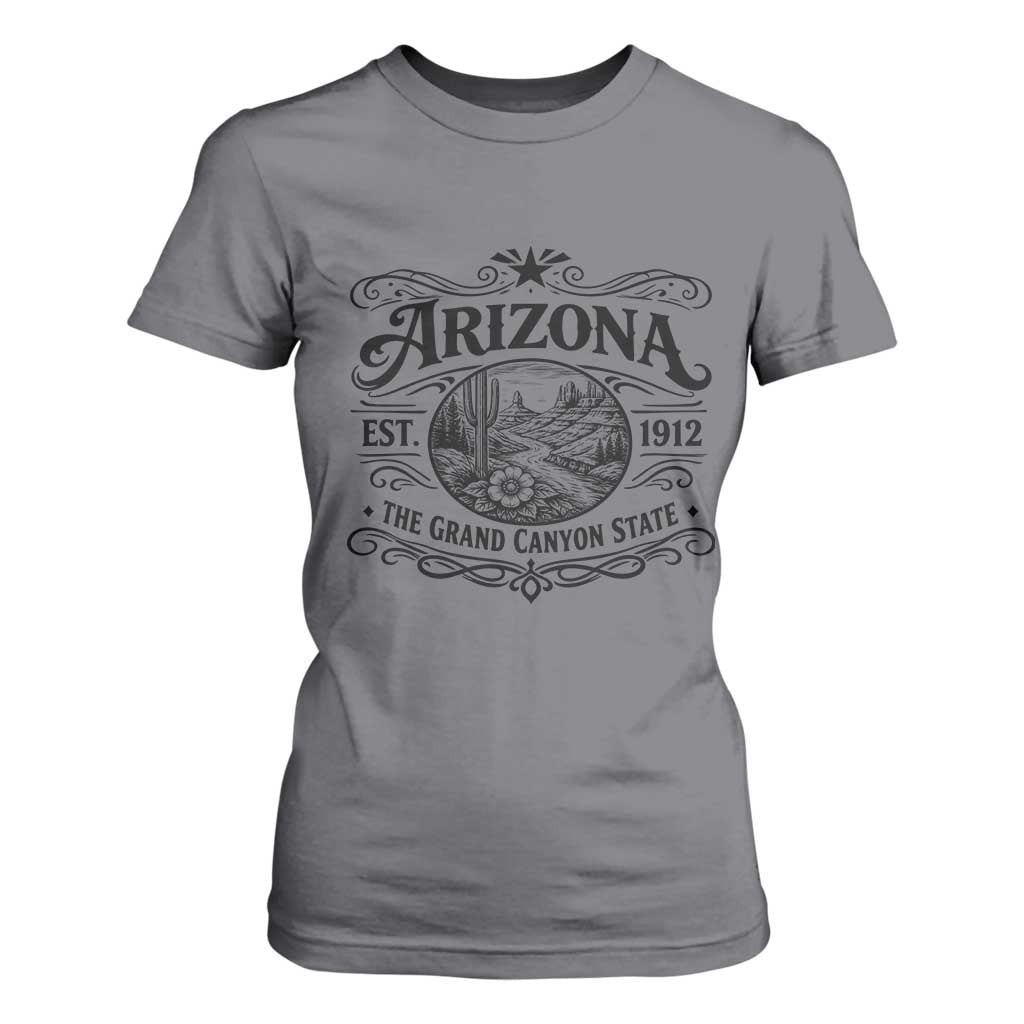 Arizona Desert Wanderlust T Shirt For Women Vintage Grand Canyon State Est 1912 TS12 Charcoal Print Your Wear
