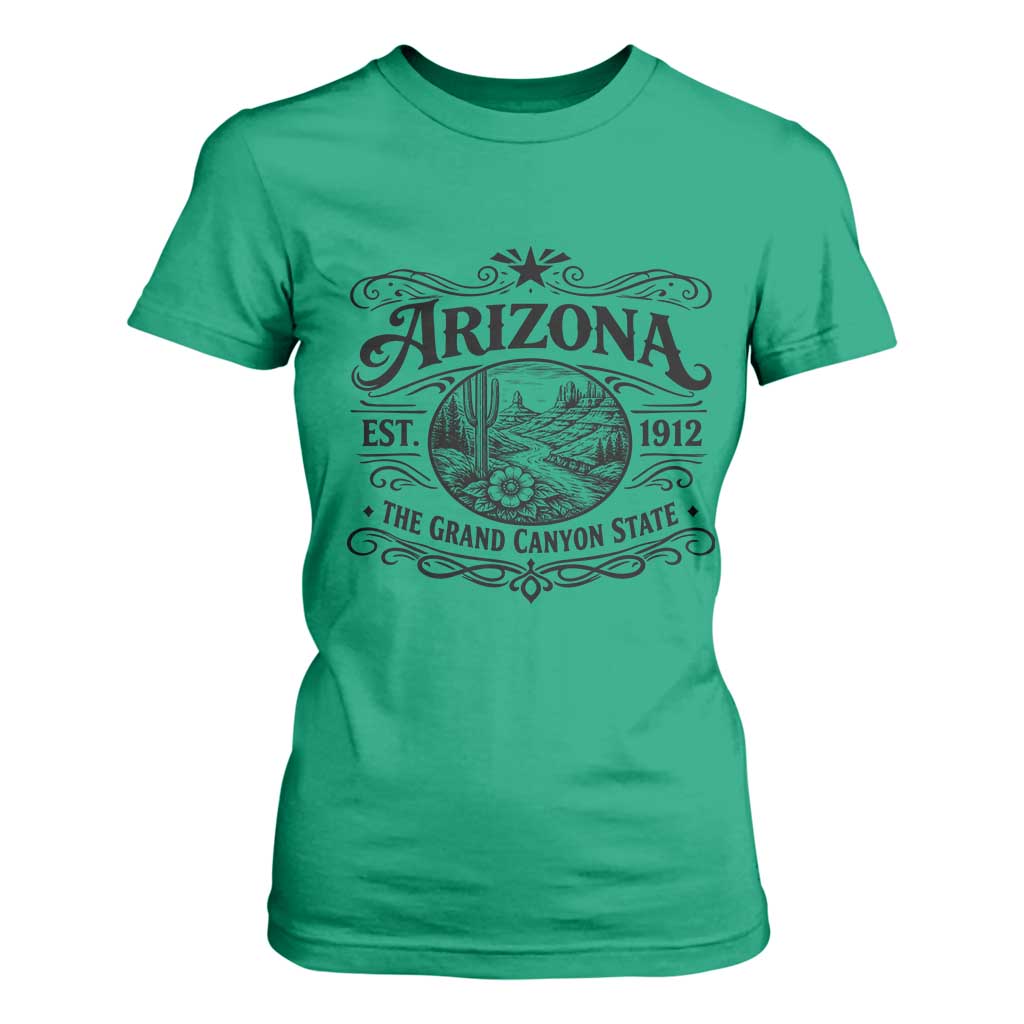 Arizona Desert Wanderlust T Shirt For Women Vintage Grand Canyon State Est 1912 TS12 Irish Green Print Your Wear