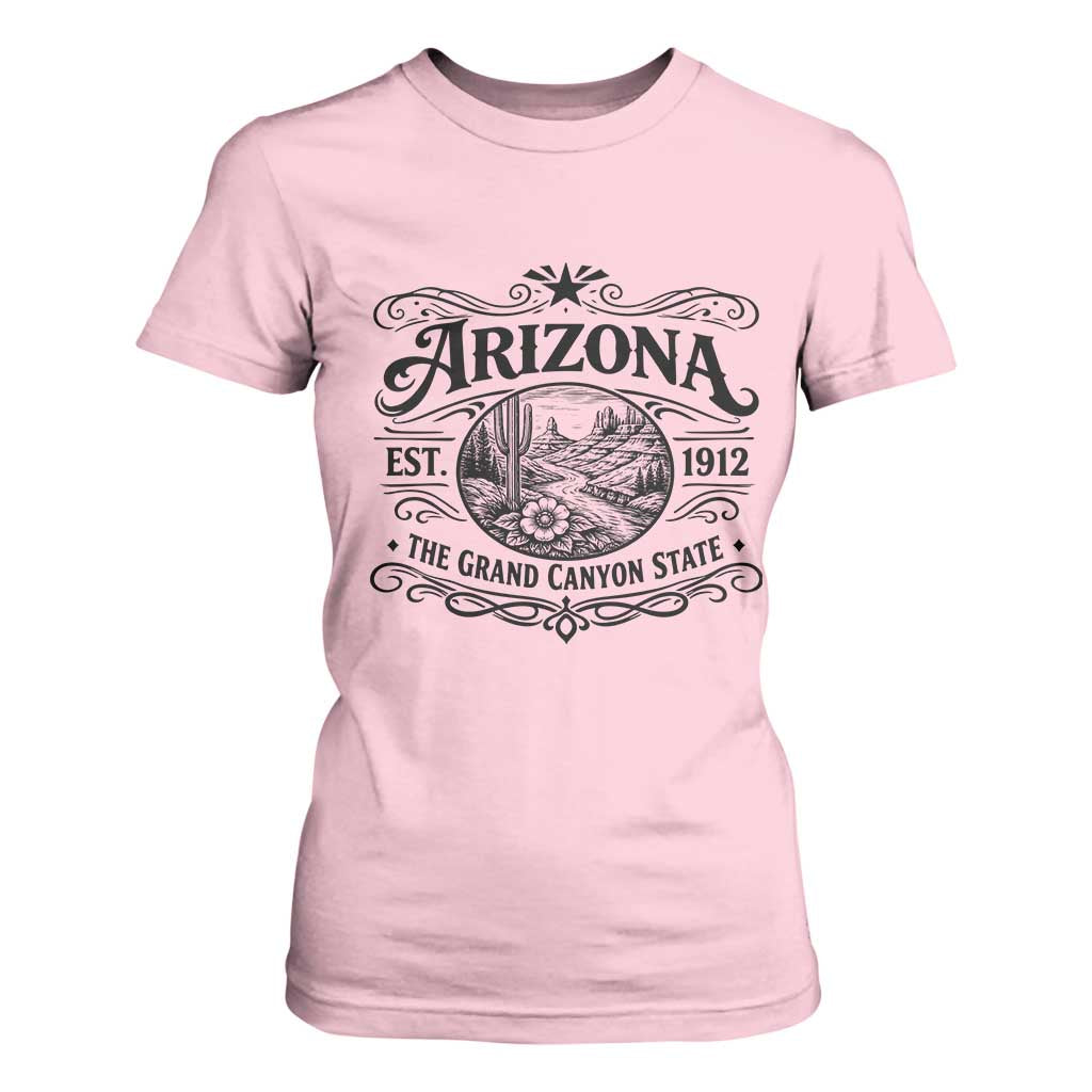 Arizona Desert Wanderlust T Shirt For Women Vintage Grand Canyon State Est 1912 TS12 Light Pink Print Your Wear