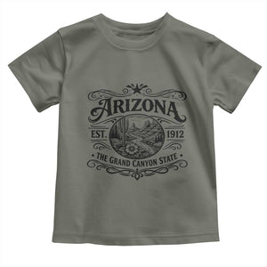 Arizona Desert Wanderlust Toddler T Shirt Vintage Grand Canyon State Est 1912 TS12 Military Green Print Your Wear