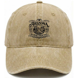 Arizona Desert Wanderlust Washed Cotton Baseball Cap Vintage Grand Canyon State Est 1912 TS12 Print Your Wear