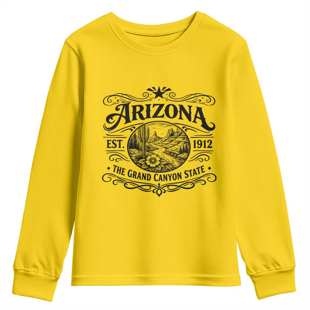 Arizona Desert Wanderlust Youth Sweatshirt Vintage Grand Canyon State Est 1912 TS12 Daisy Print Your Wear