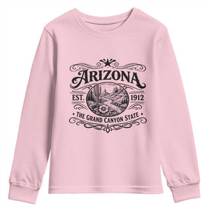 Arizona Desert Wanderlust Youth Sweatshirt Vintage Grand Canyon State Est 1912 TS12 Light Pink Print Your Wear