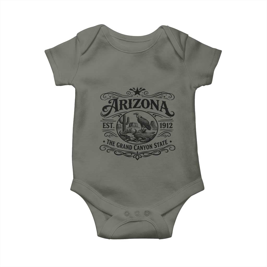 Vintage Arizona Cactus Desert Canyon Western 1912 Baby Onesie TS12 Military Green Print Your Wear