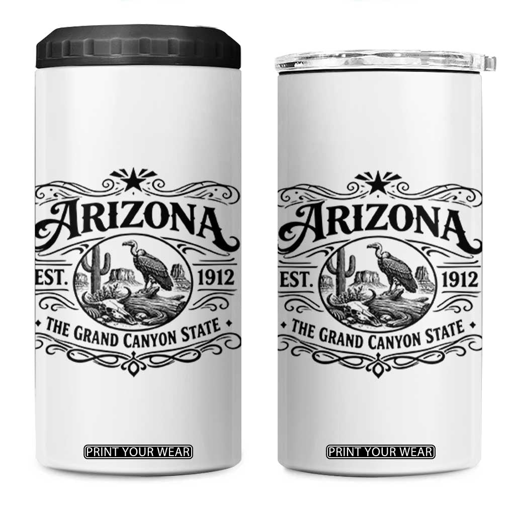 Vintage Arizona Cactus Desert Canyon Western 1912 4 in 1 Can Cooler Tumbler TS12 One Size: 16 oz White Print Your Wear
