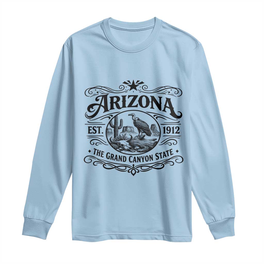 Vintage Arizona Cactus Desert Canyon Western 1912 Long Sleeve Shirt TS12 Light Blue Print Your Wear