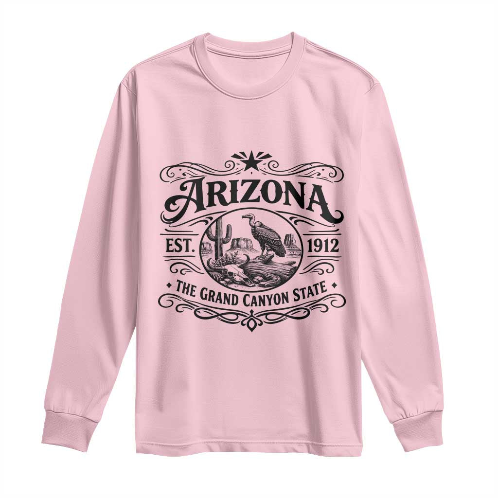 Vintage Arizona Cactus Desert Canyon Western 1912 Long Sleeve Shirt TS12 Light Pink Print Your Wear