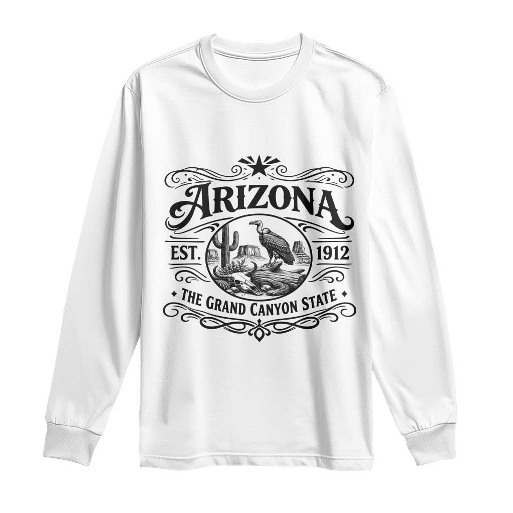 Vintage Arizona Cactus Desert Canyon Western 1912 Long Sleeve Shirt TS12 White Print Your Wear