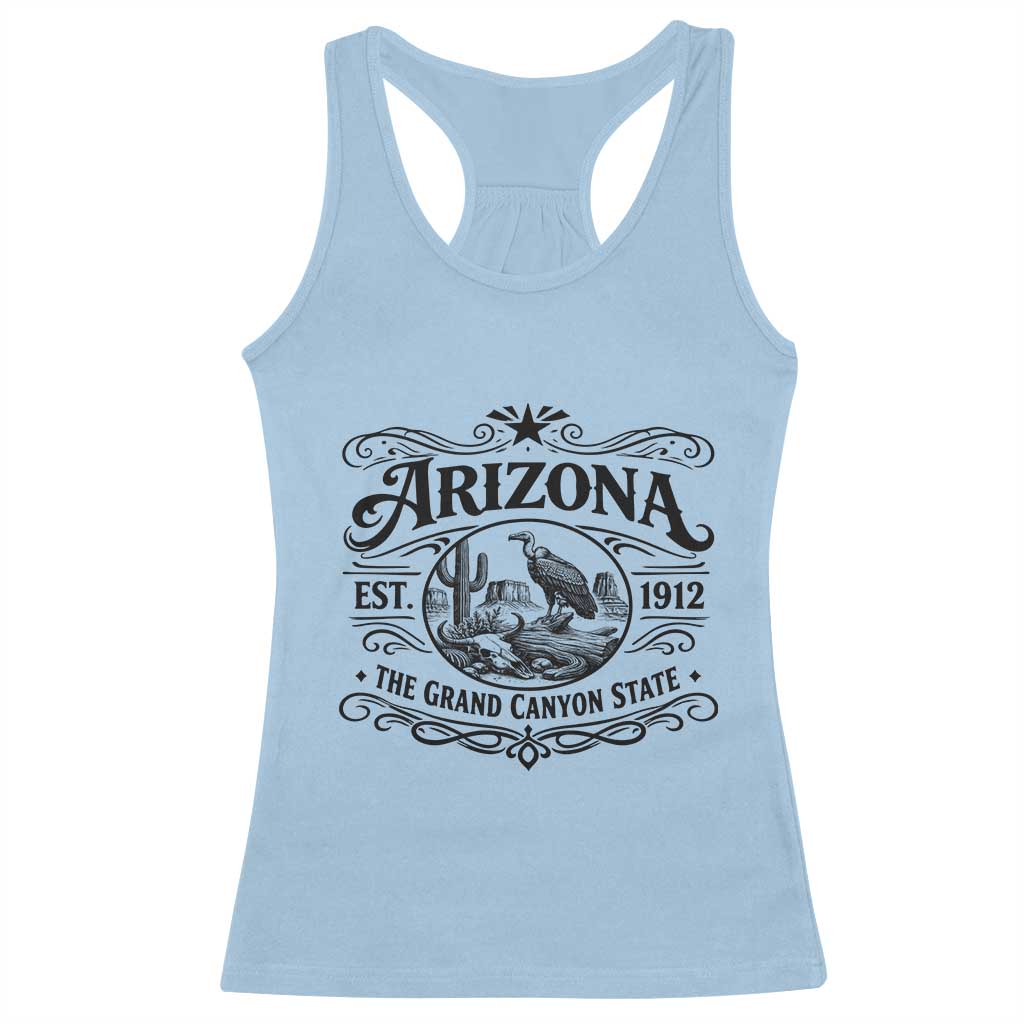Vintage Arizona Cactus Desert Canyon Western 1912 Racerback Tank Top TS12 Light Blue Print Your Wear