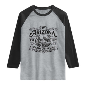 Vintage Arizona Cactus Desert Canyon Western 1912 Raglan Shirt TS12 Heather Gray Black Print Your Wear