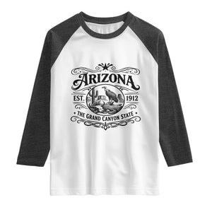 Vintage Arizona Cactus Desert Canyon Western 1912 Raglan Shirt TS12 White Heather Charcoal Print Your Wear