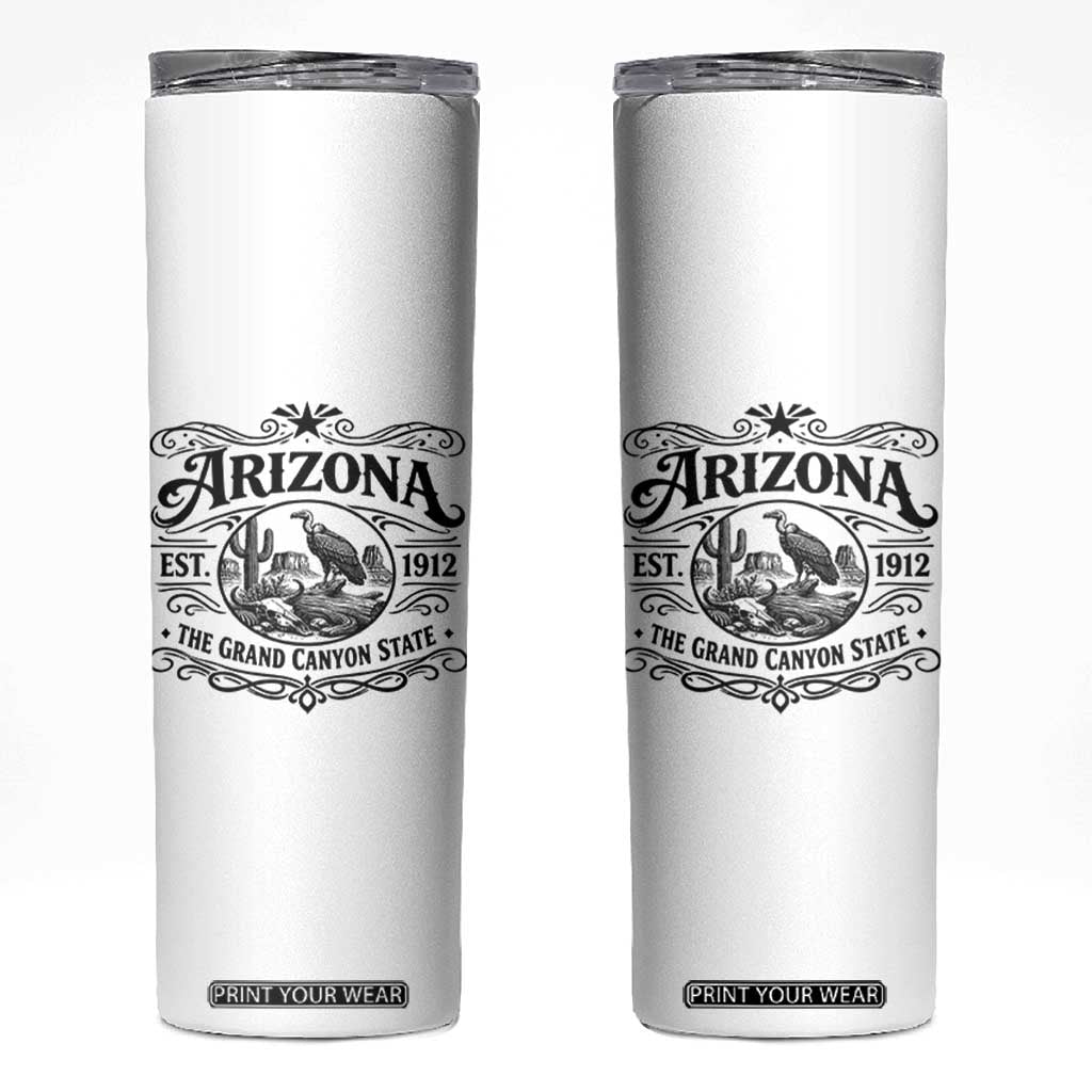 Vintage Arizona Cactus Desert Canyon Western 1912 Skinny Tumbler TS12 White Print Your Wear