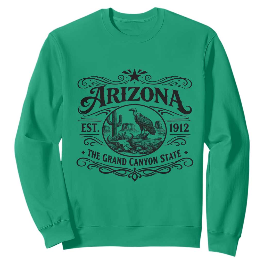 Vintage Arizona Cactus Desert Canyon Western 1912 Sweatshirt TS12 Irish Green Print Your Wear