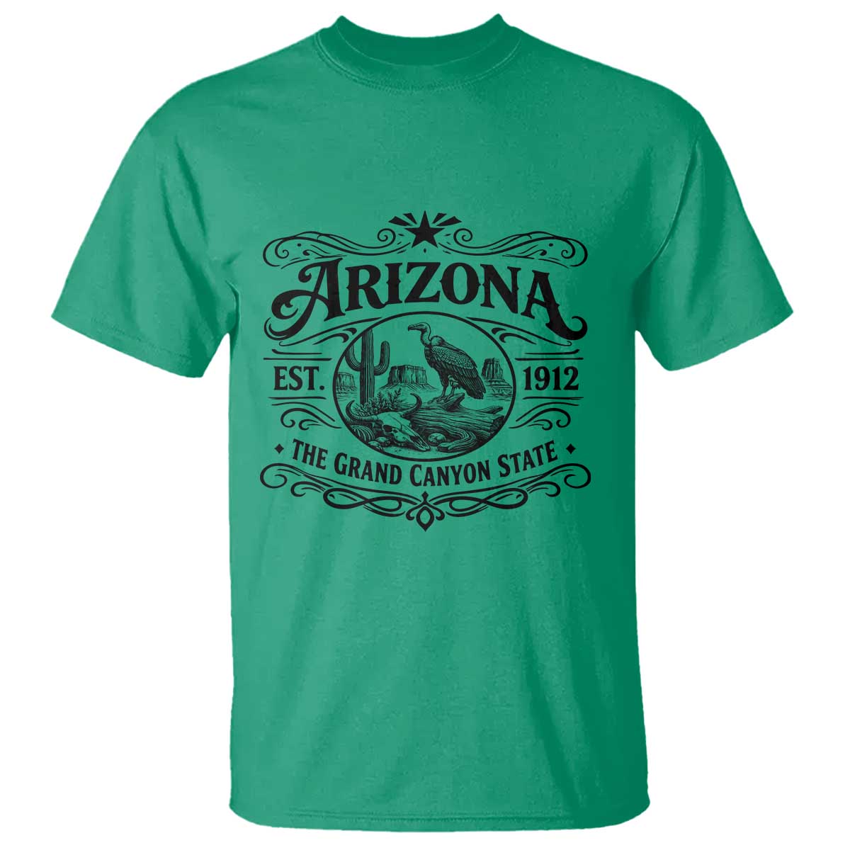 Vintage Arizona Cactus Desert Canyon Western 1912 T Shirt TS12 Irish Green Print Your Wear