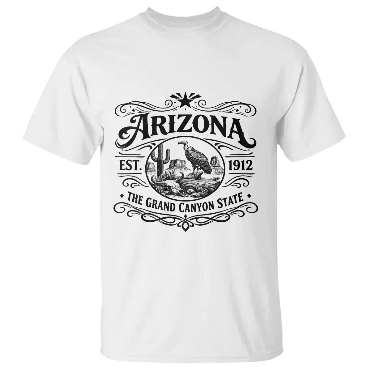 Vintage Arizona Cactus Desert Canyon Western 1912 T Shirt TS12 White Print Your Wear