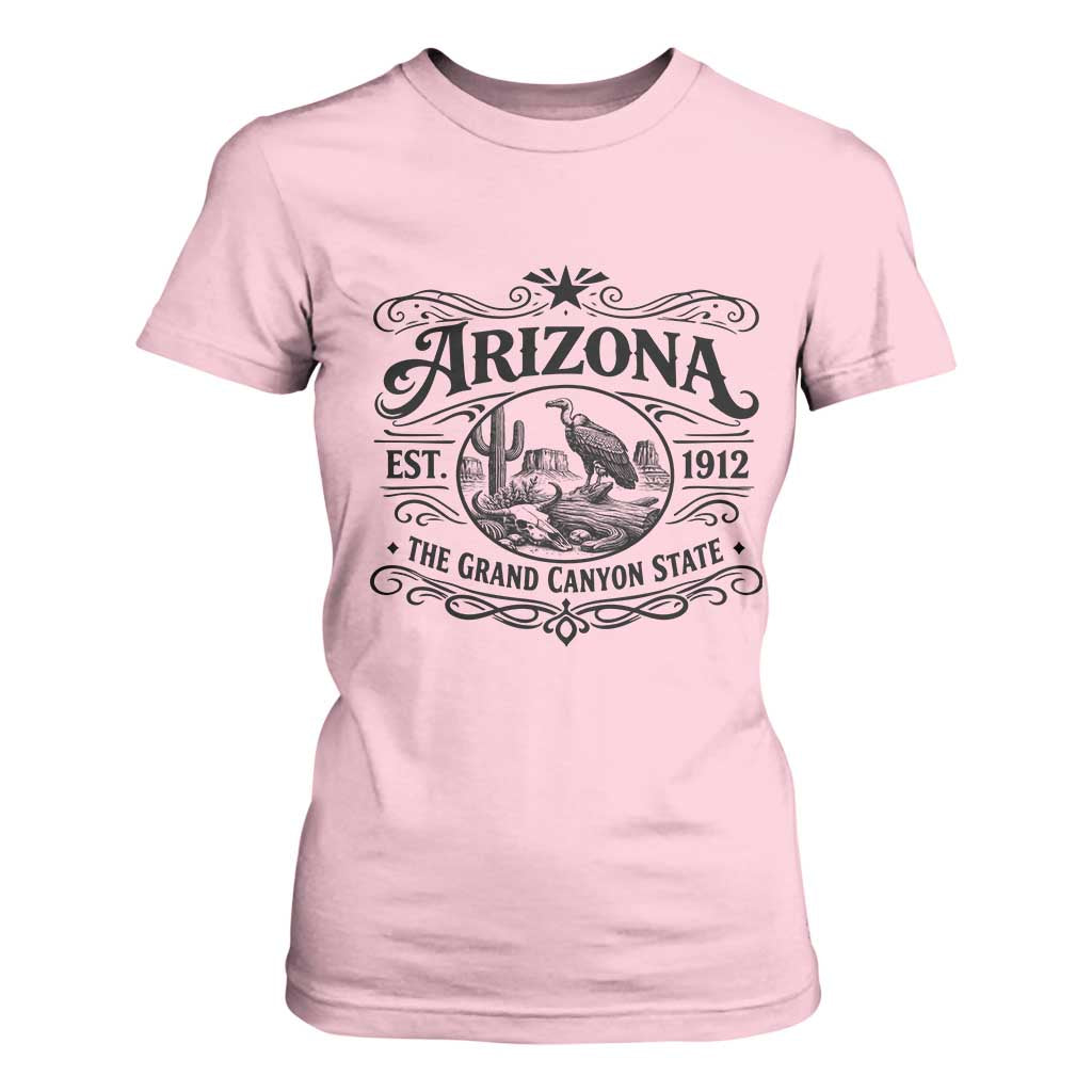Vintage Arizona Cactus Desert Canyon Western 1912 T Shirt For Women TS12 Light Pink Print Your Wear