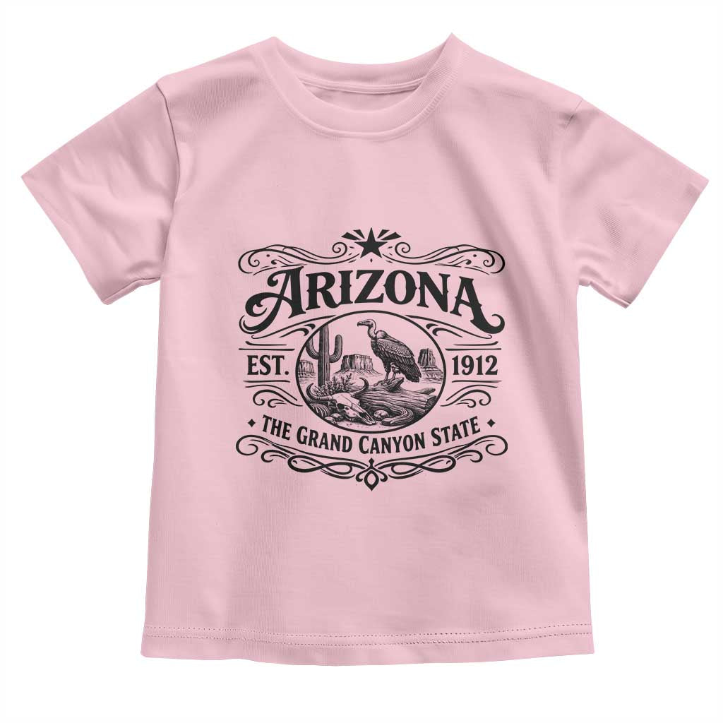 Vintage Arizona Cactus Desert Canyon Western 1912 Toddler T Shirt TS12 Light Pink Print Your Wear