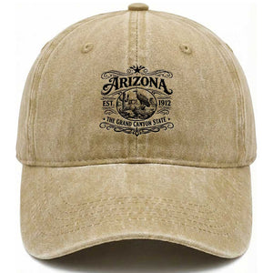 Vintage Arizona Cactus Desert Canyon Western 1912 Washed Cotton Baseball Cap TS12 Print Your Wear