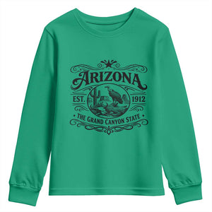 Vintage Arizona Cactus Desert Canyon Western 1912 Youth Sweatshirt TS12 Irish Green Print Your Wear