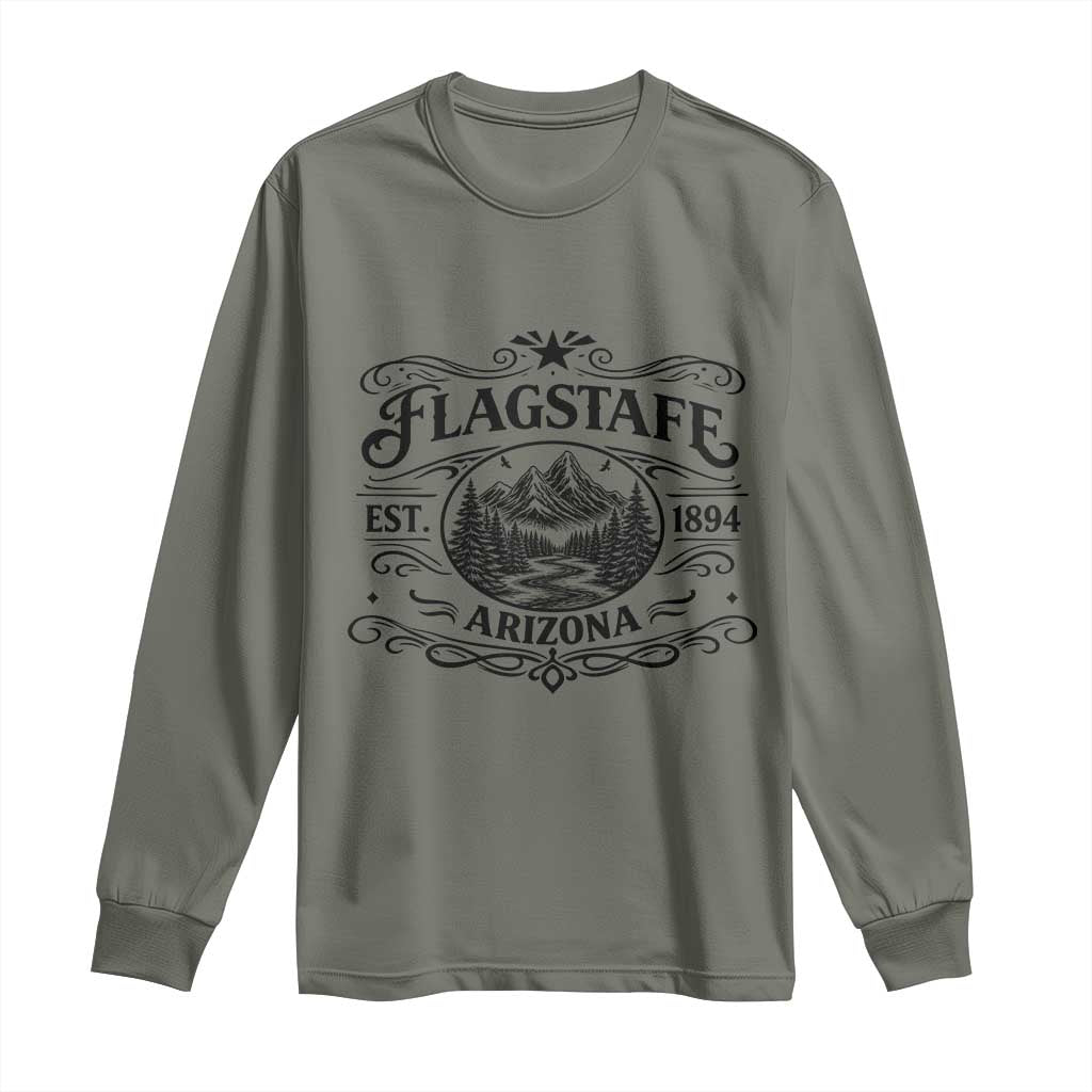 Vintage Flagstaff Landscape Adventure Long Sleeve Shirt Arizona Gift TS12 Military Green Print Your Wear