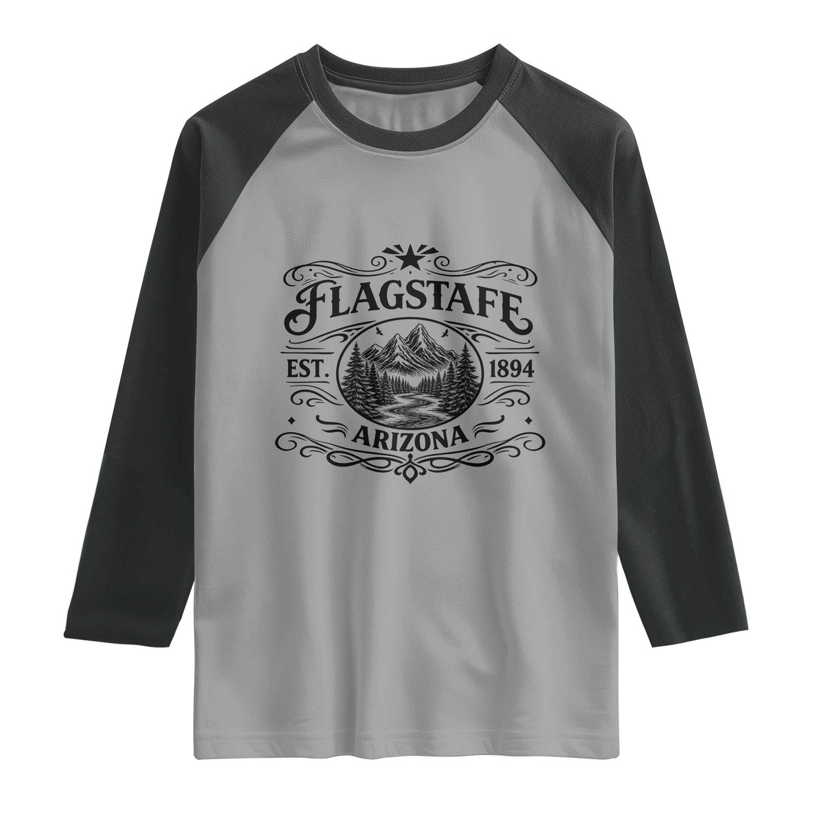 Vintage Flagstaff Landscape Adventure Raglan Shirt Arizona Gift TS12 Sport Gray Black Print Your Wear