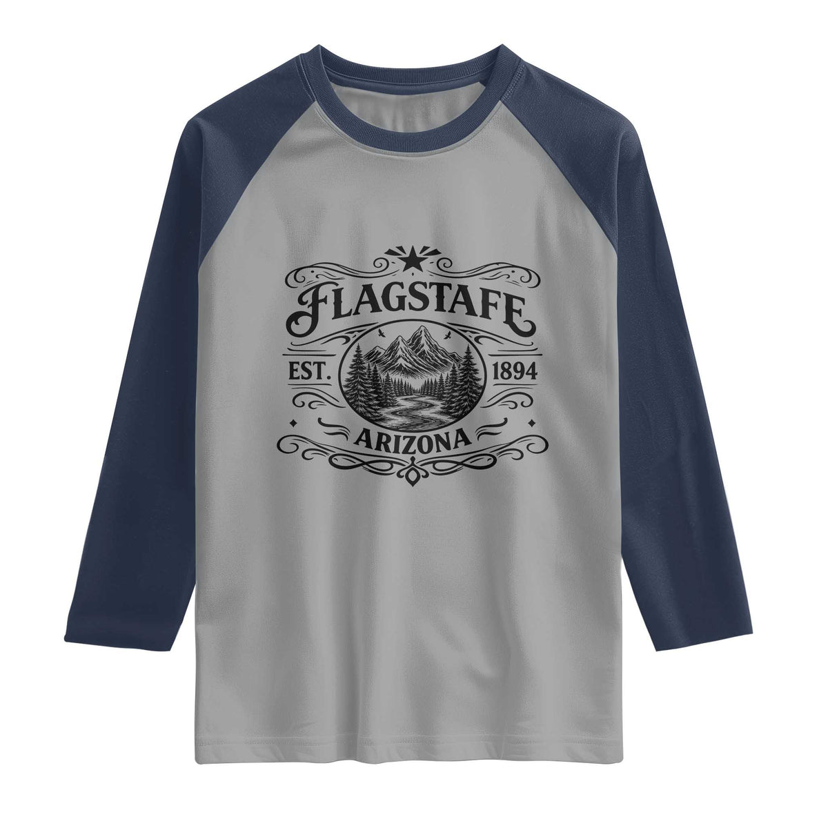 Vintage Flagstaff Landscape Adventure Raglan Shirt Arizona Gift TS12 Sport Gray Navy Print Your Wear