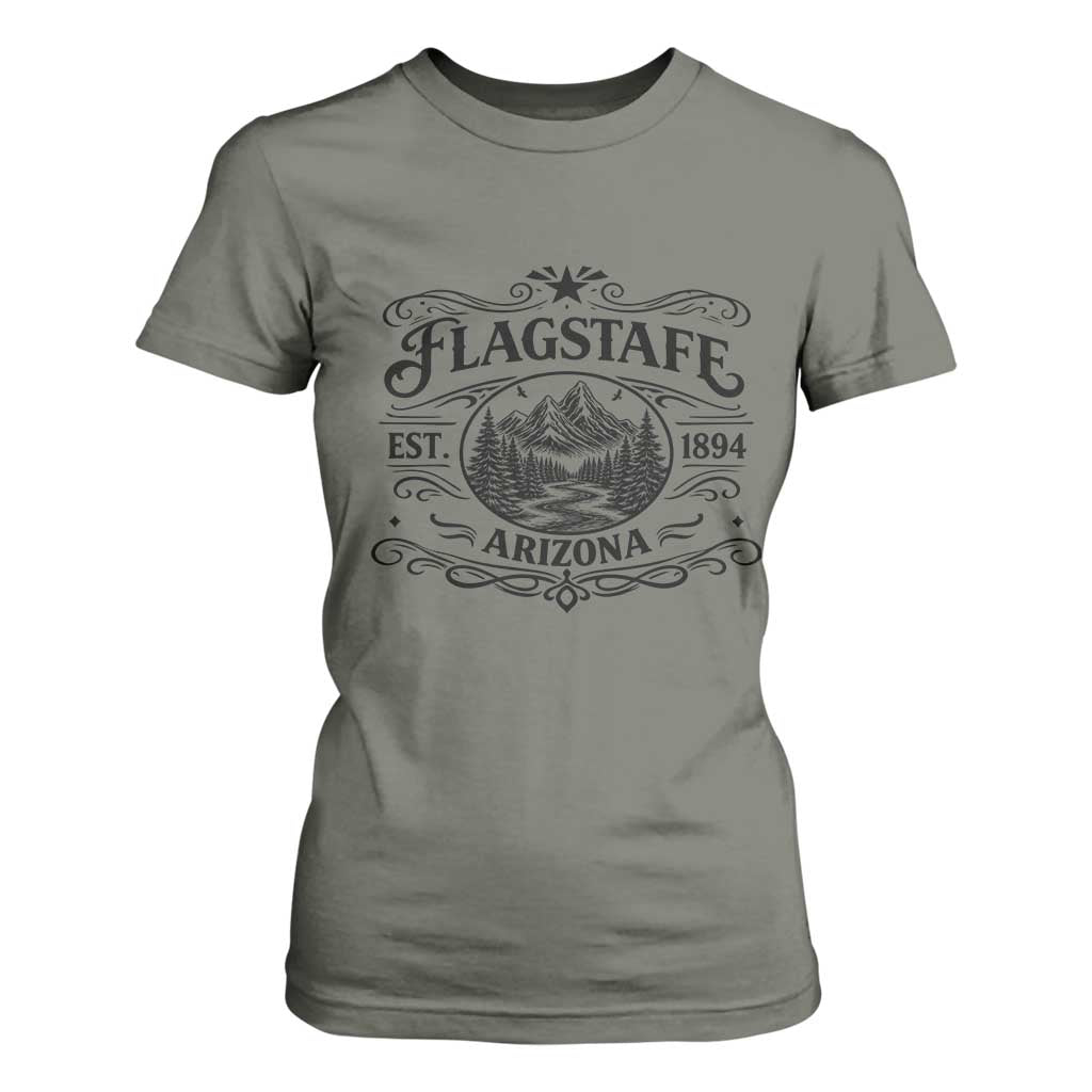 Vintage Flagstaff Landscape Adventure T Shirt For Women Arizona Gift TS12 Military Green Print Your Wear