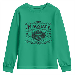 Vintage Flagstaff Landscape Adventure Youth Sweatshirt Arizona Gift TS12 Irish Green Print Your Wear