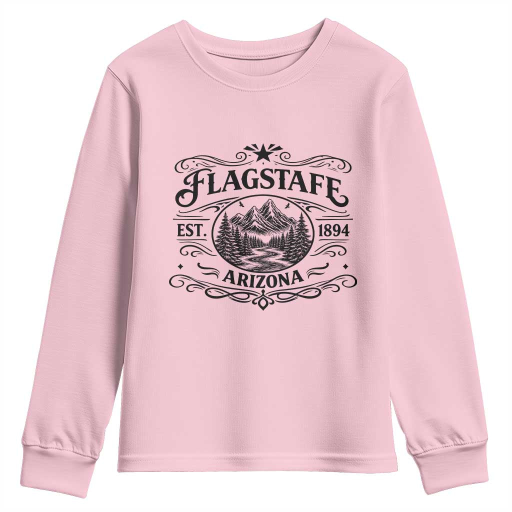 Vintage Flagstaff Landscape Adventure Youth Sweatshirt Arizona Gift TS12 Light Pink Print Your Wear