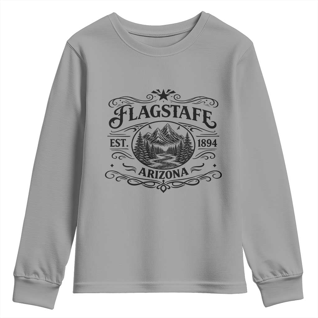 Vintage Flagstaff Landscape Adventure Youth Sweatshirt Arizona Gift TS12 Sport Gray Print Your Wear